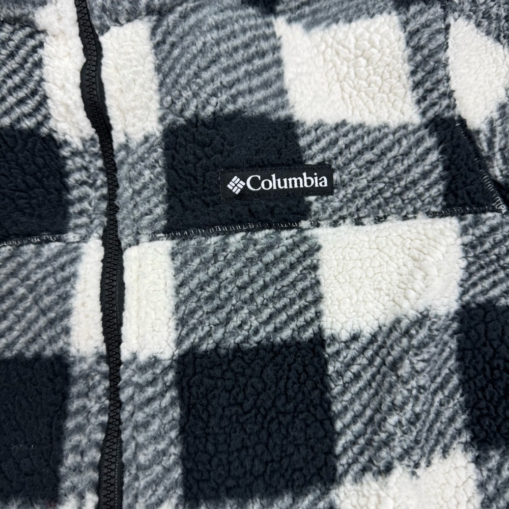 Columbia West Bend Sherpa Jacket Women’s Medium Black & White Check Sherpa Cozy - Picture 4 of 10